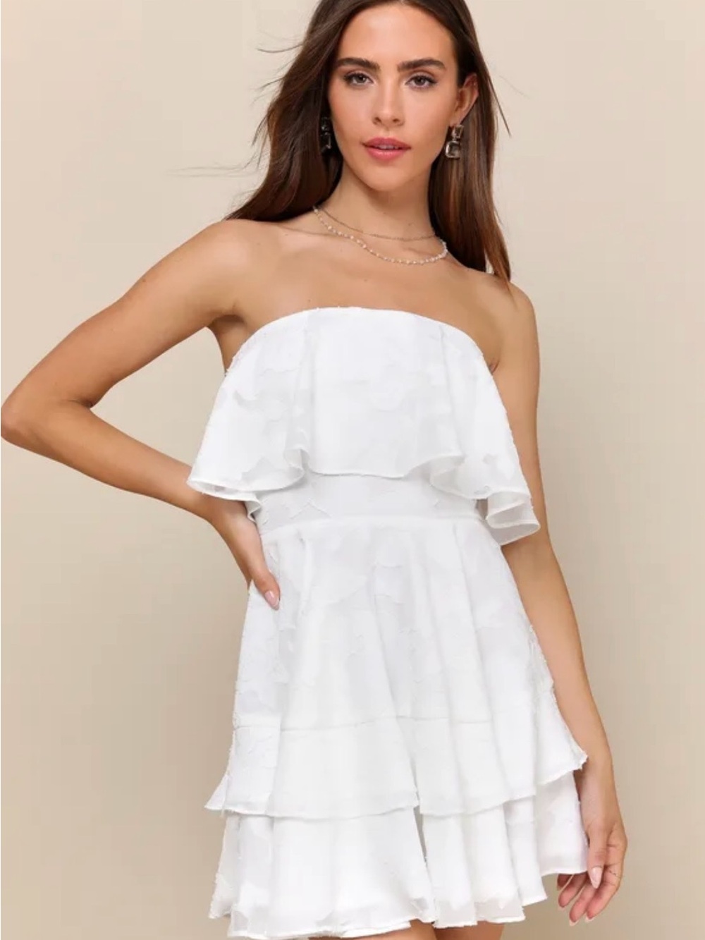 Strapless White Tiered Romper